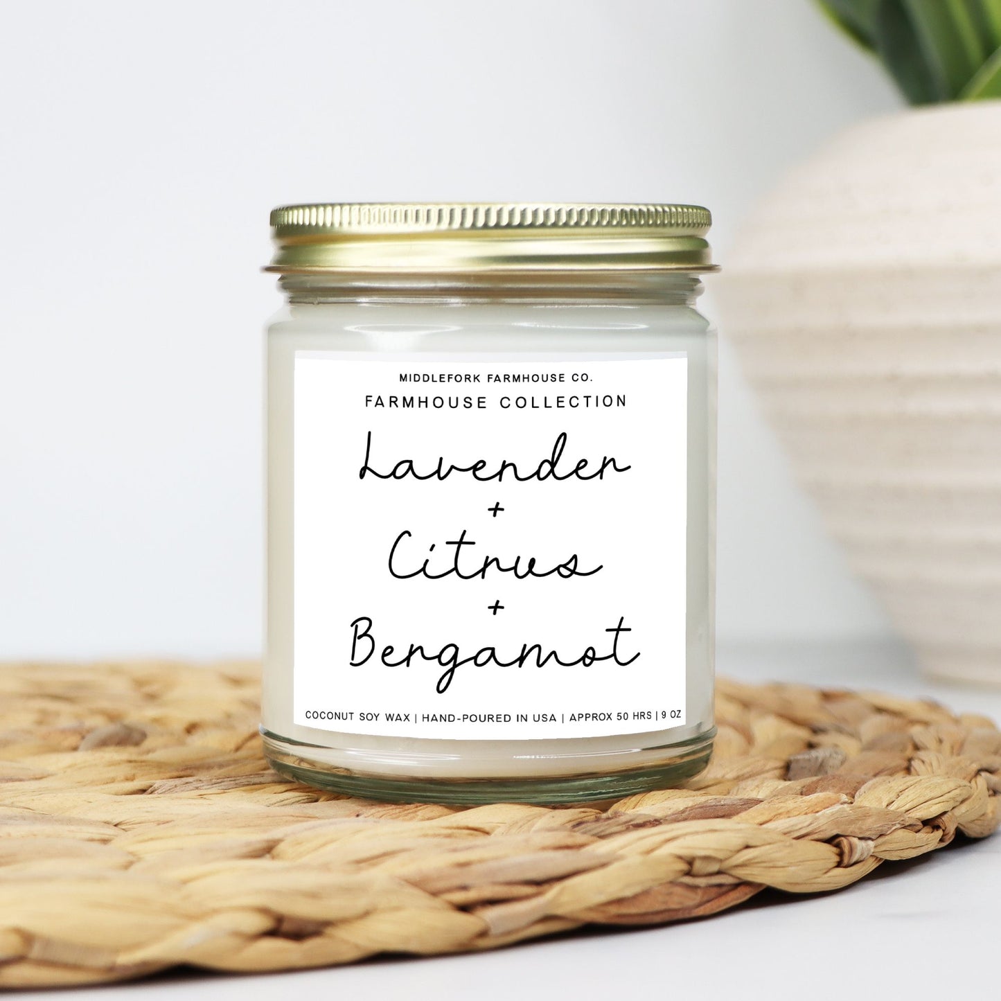 Lavender + Citrus + Bergamot: Farmhouse Collection Candle Clear Jar 9oz