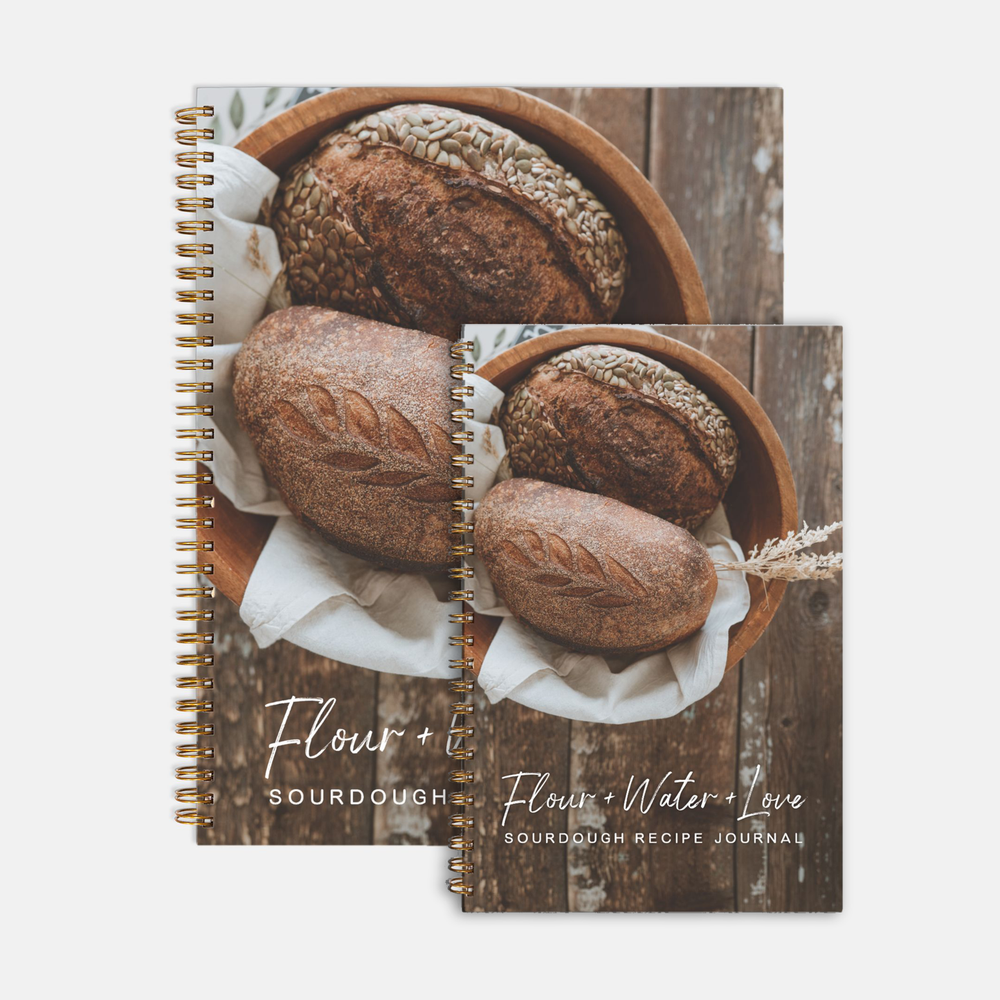 Flour + Water + Love: Sourdough Recipe Journal Hardcover Write In Recipe Book