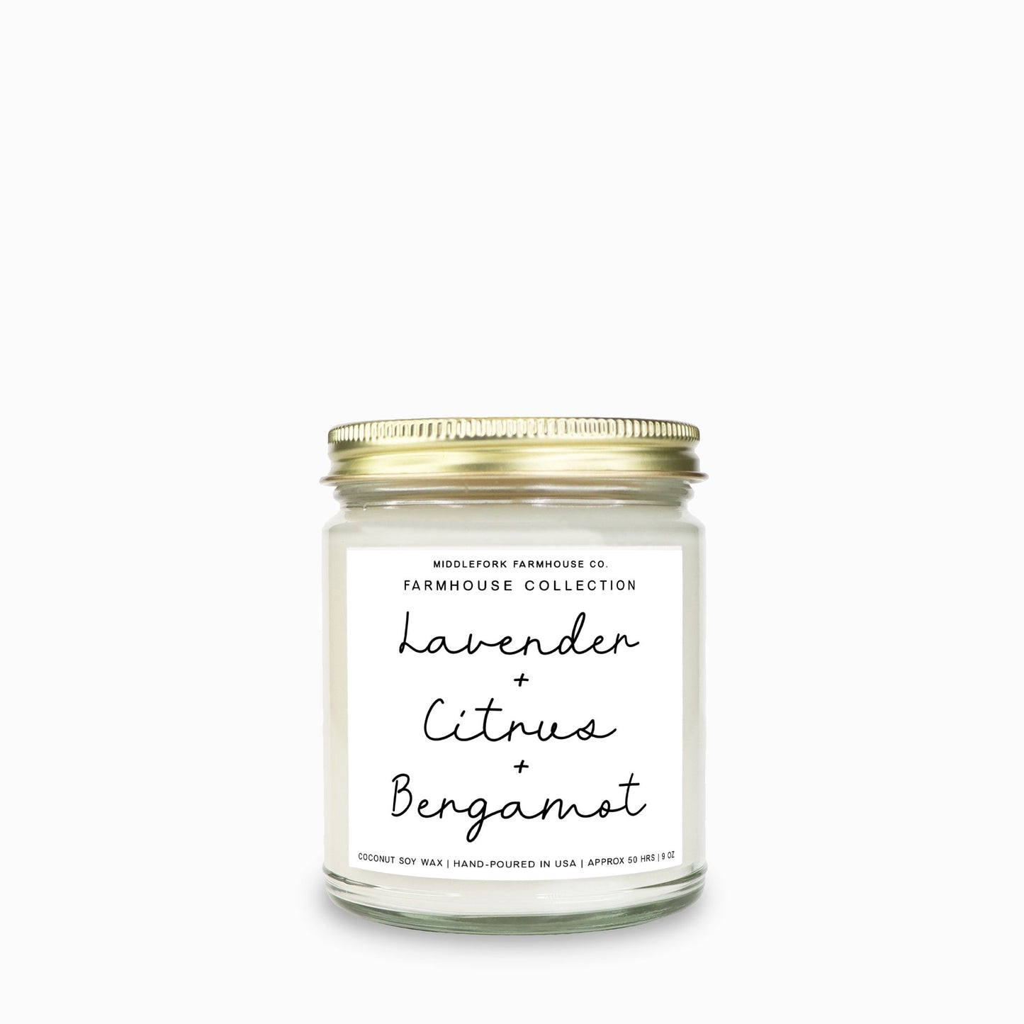 Lavender + Citrus + Bergamot: Farmhouse Collection Candle Clear Jar 9oz