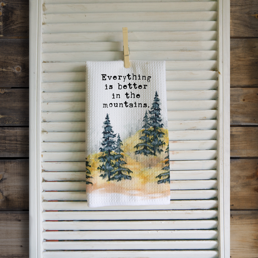 Better Mountains Pine Tree Microfiber Waffle Kitchen Towel