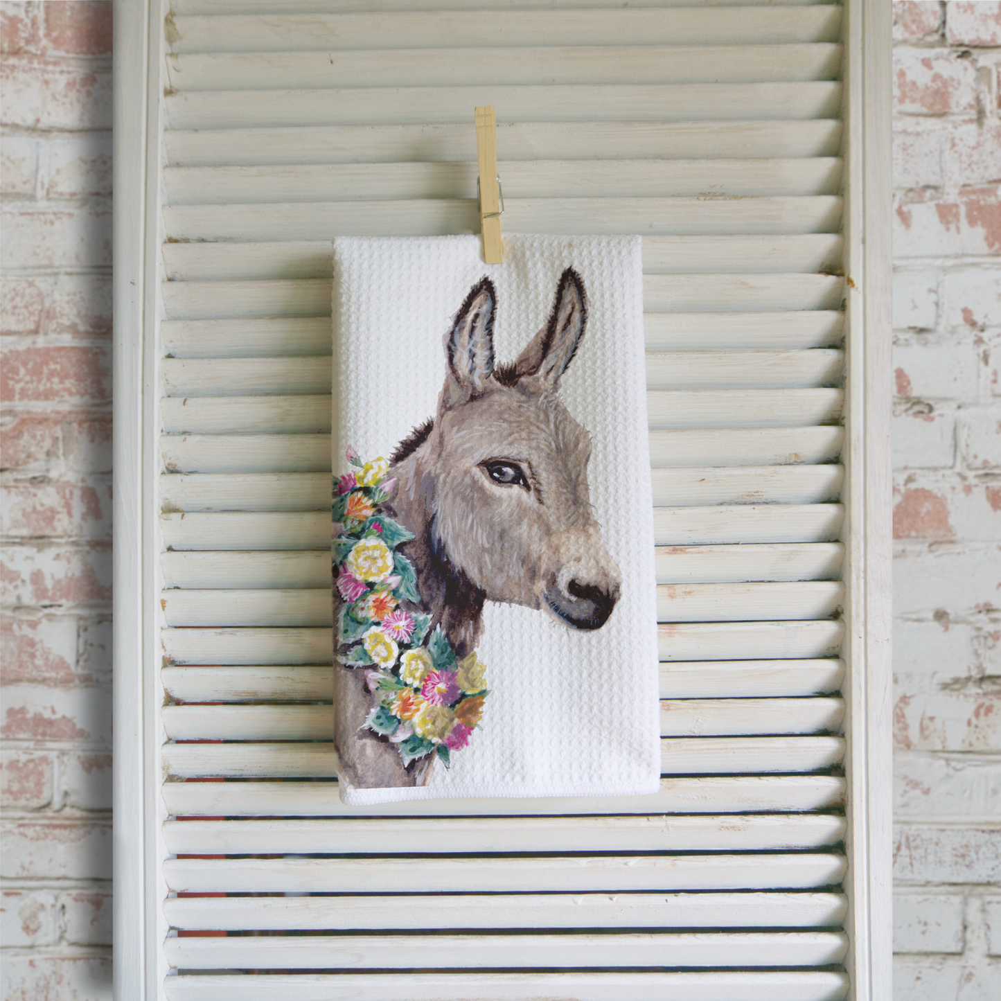 Donkey Floral Microfiber Waffle Kitchen Towel