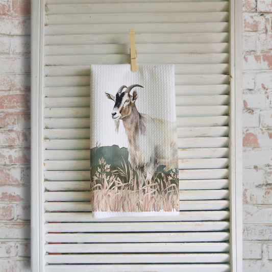 Country Life Goat Microfiber Waffle Kitchen Towel