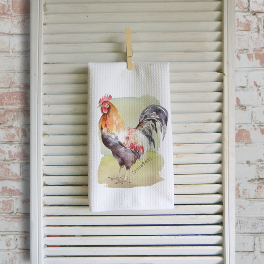 Rooster Microfiber Waffle Kitchen Towel