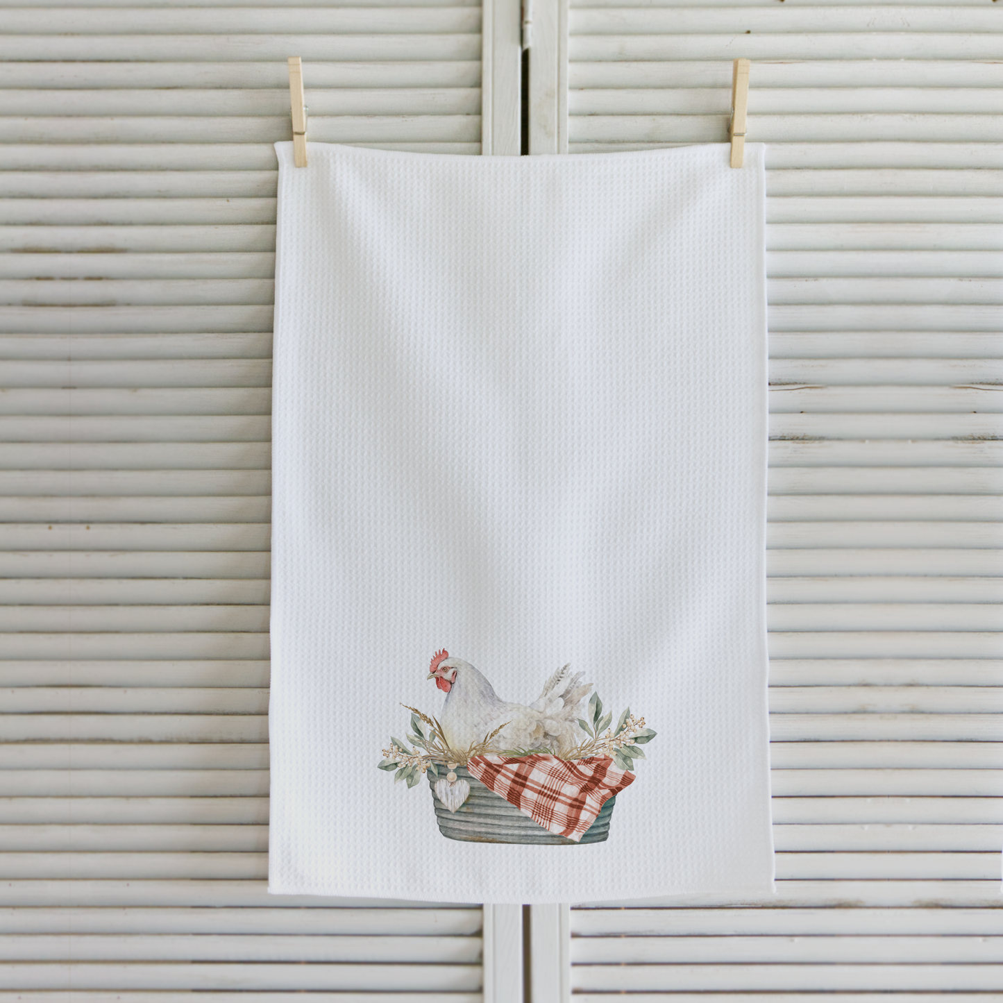 Chicken in a Basket Microfiber Waffle Kitchen Towel