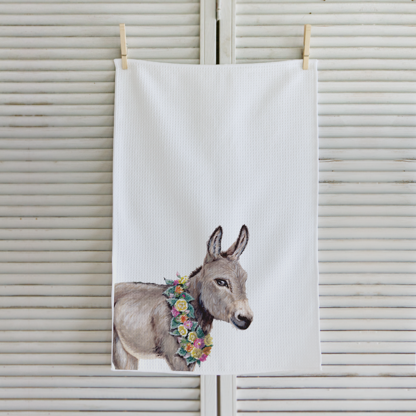 Donkey Floral Microfiber Waffle Kitchen Towel