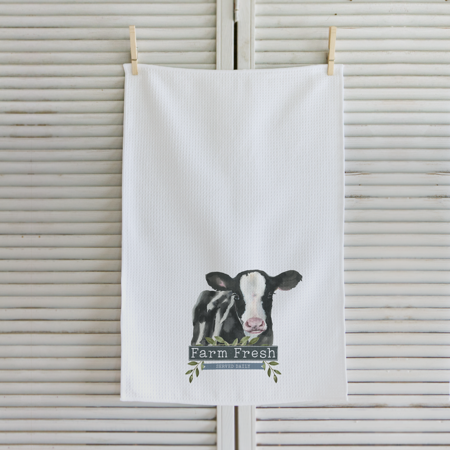 Farm Fresh Cow Microfiber Waffle Kitchen Towel