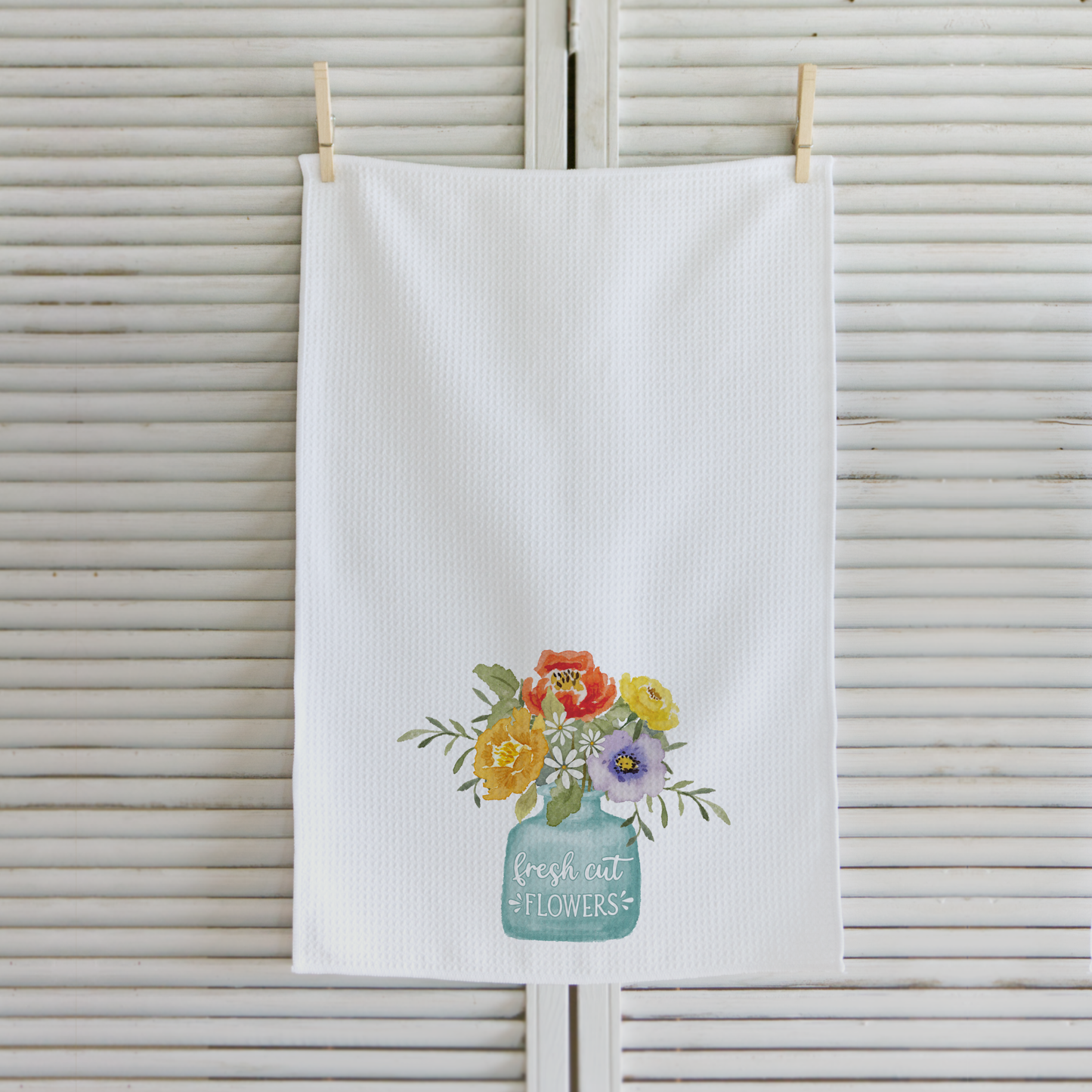 Fresh Cut Flowers Vase Microfiber Waffle Kitchen Towel