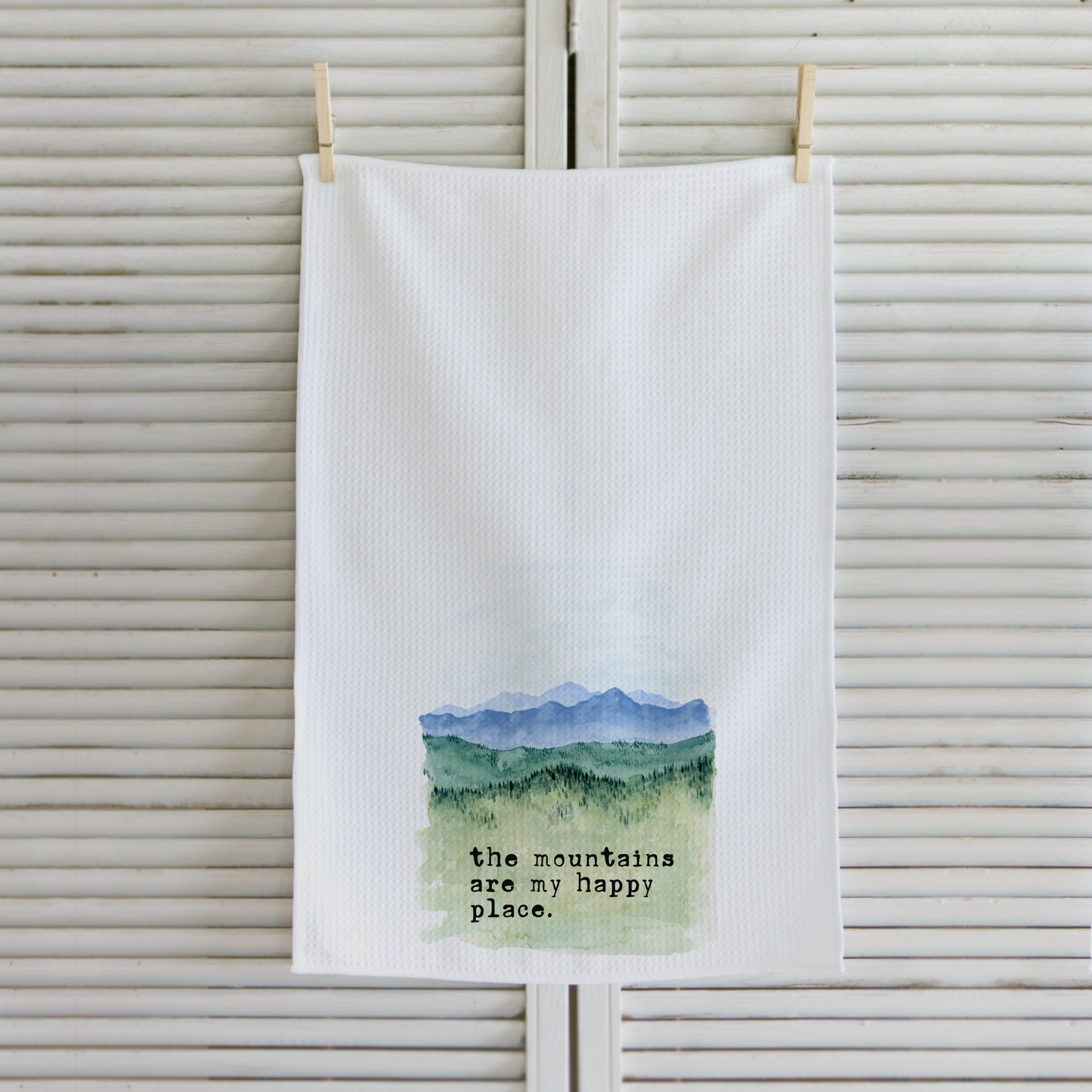 Mountain Happy Place Microfiber Waffle Kitchen Towel