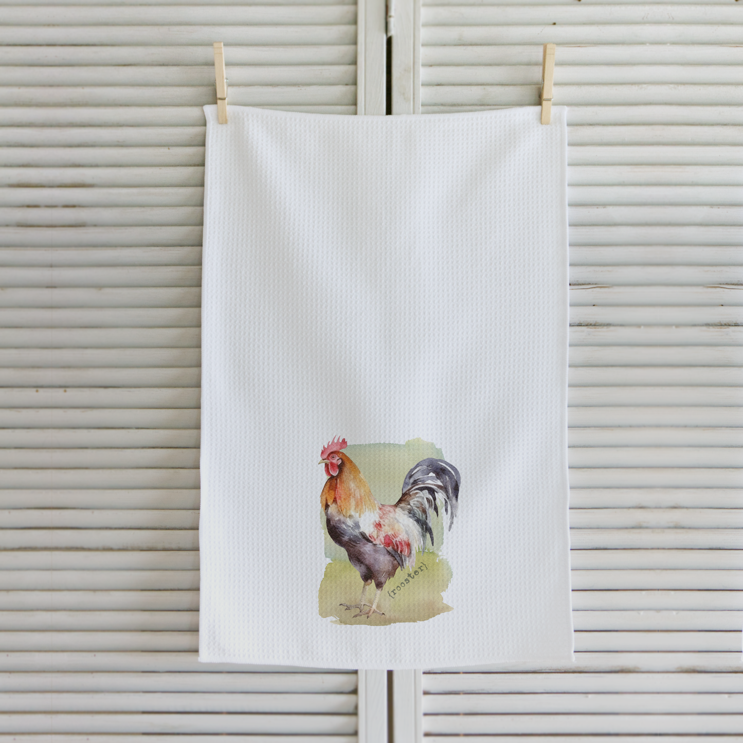 Rooster Microfiber Waffle Kitchen Towel