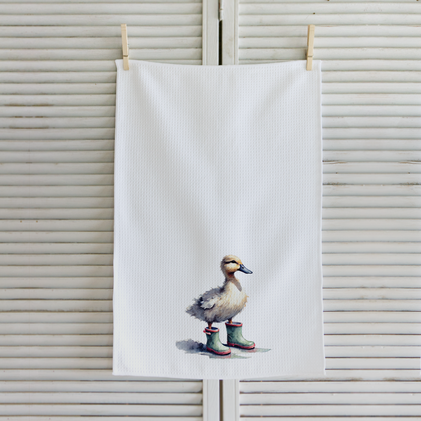 Rubber Ducky Duck In Rainboots Microfiber Waffle Kitchen Towel