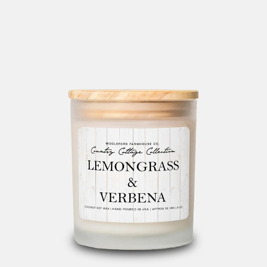 Lemongrass & Verbena Country Cottage Collection Candle Frosted Glass