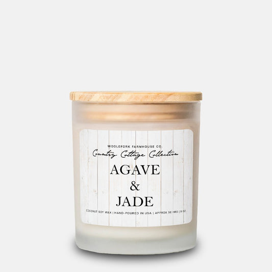 Agave & Jade Country Cottage Collection Candle Frosted Glass 11 oz